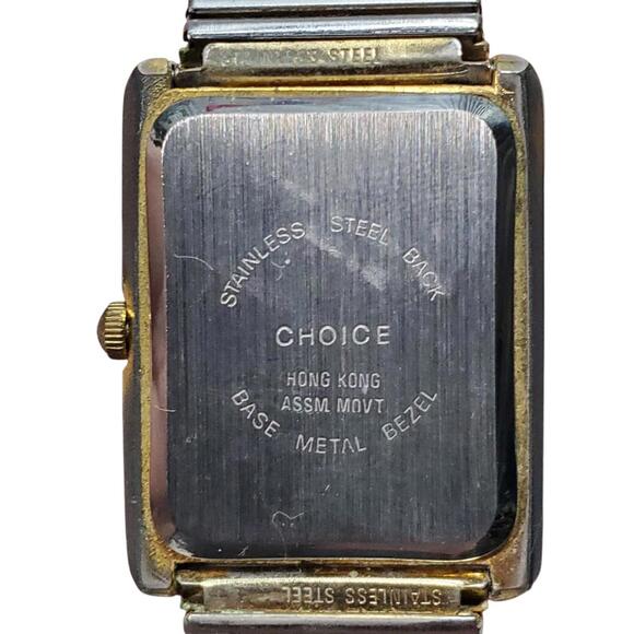 Vintage CHOICE Quartz Watch Hong Kong Rectangular Face Stretch Band New Battery - Picture 7 of 15